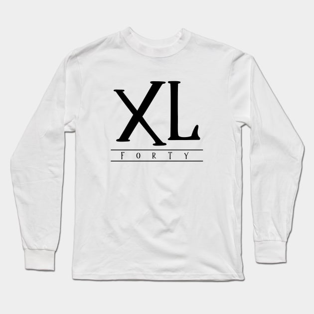 XL (Forty) Black Roman Numerals Long Sleeve T-Shirt by VicEllisArt